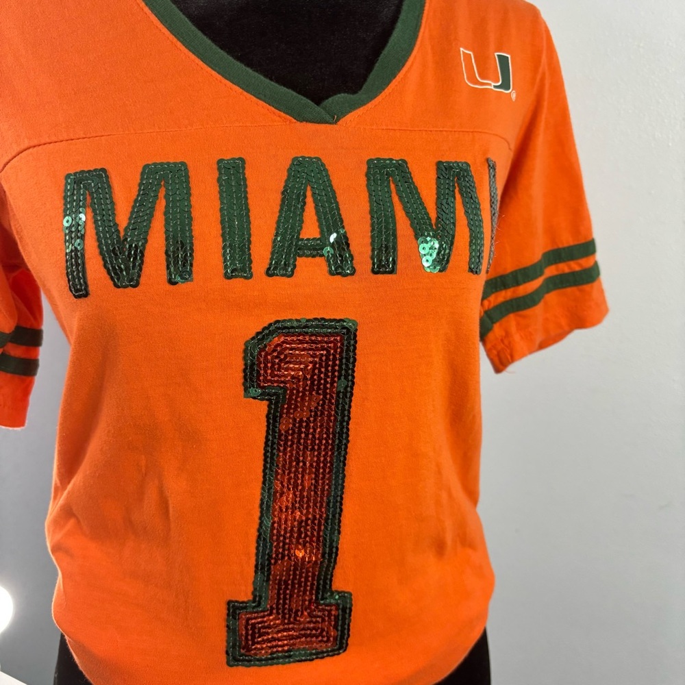 Sequin Orange and Green Miami Jersey Top - Picture 4 of 6